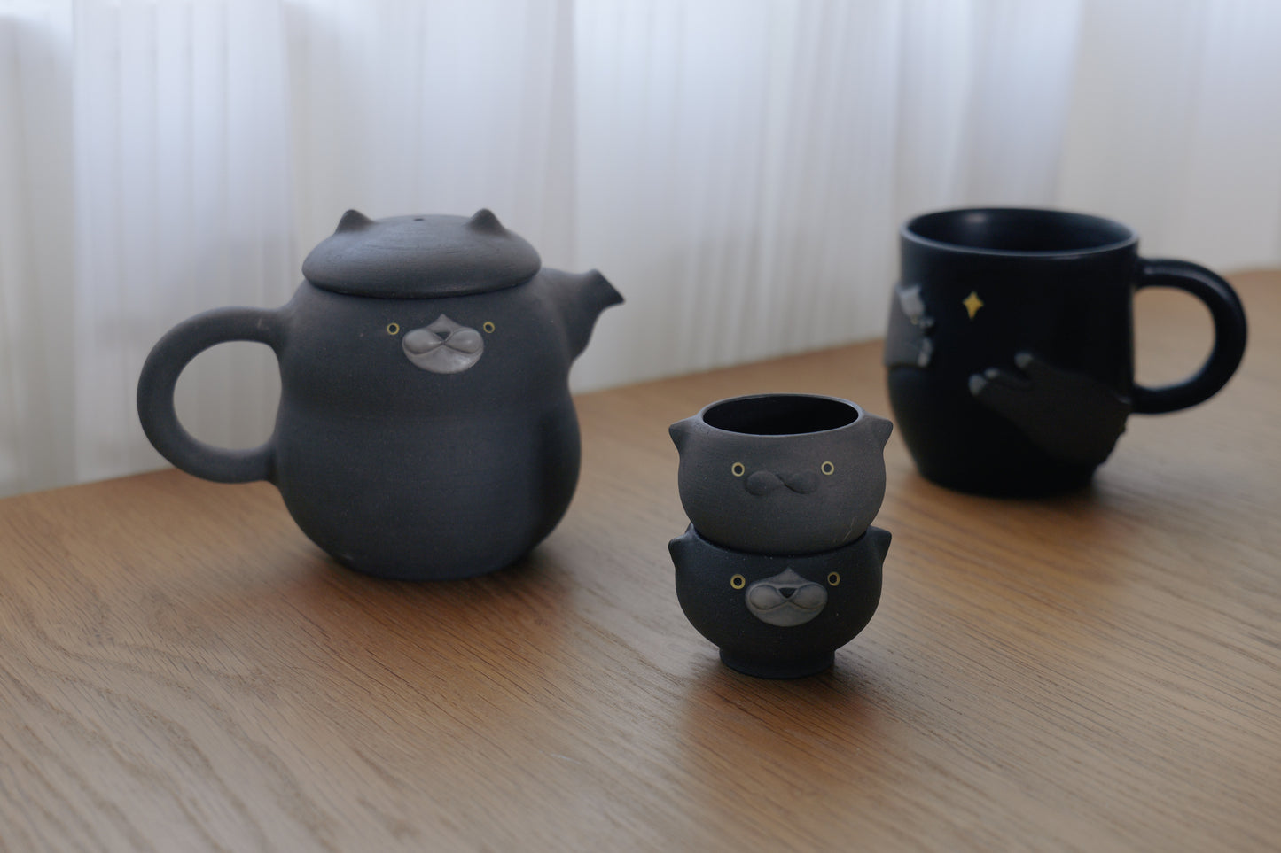 Black Meow Teapot Set