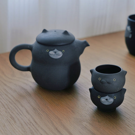 Black Meow Teapot Set