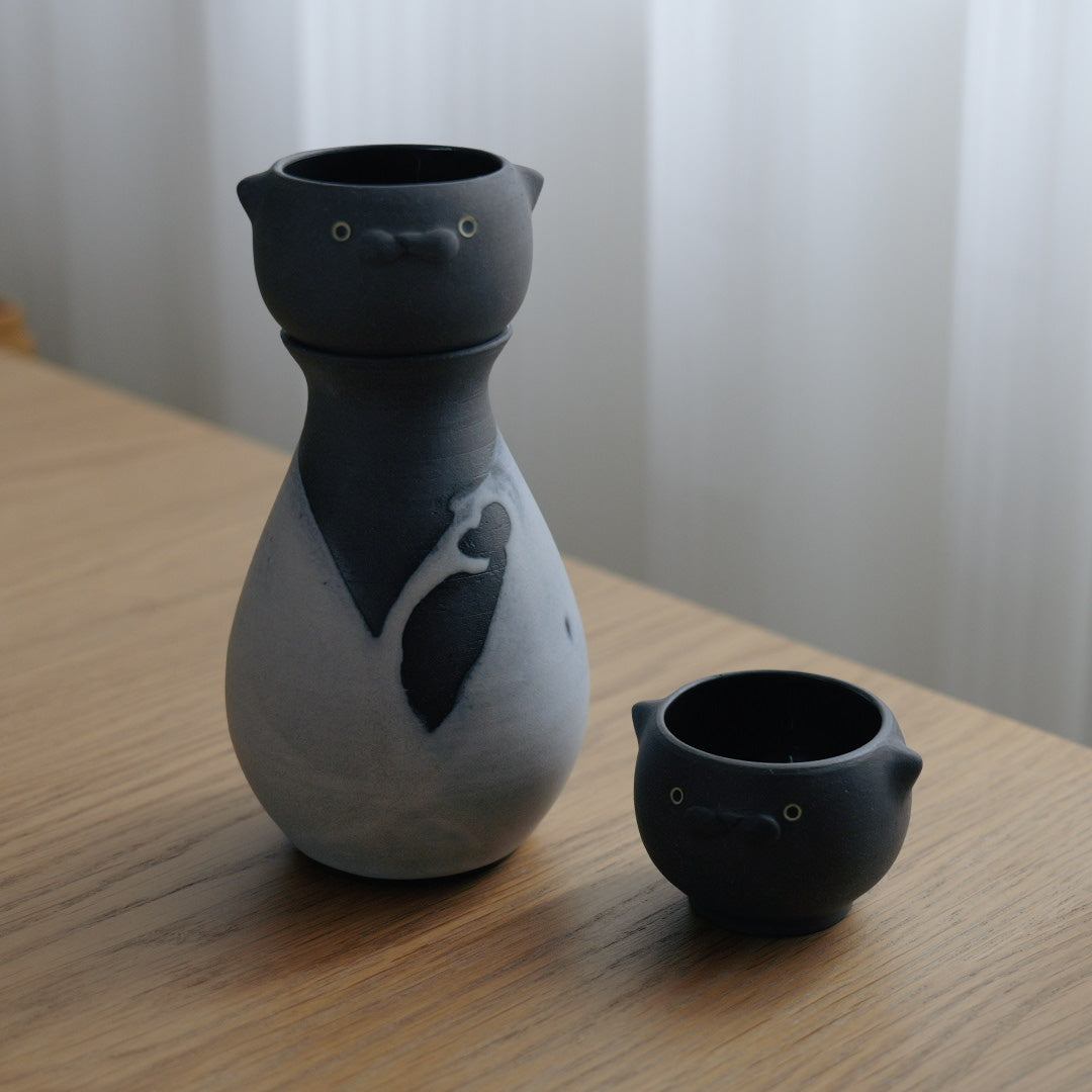 Black Meow Sake Set
